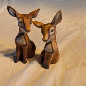 2/30$ Vintage Brown Deer Figurine Salt and Pepper Shakers